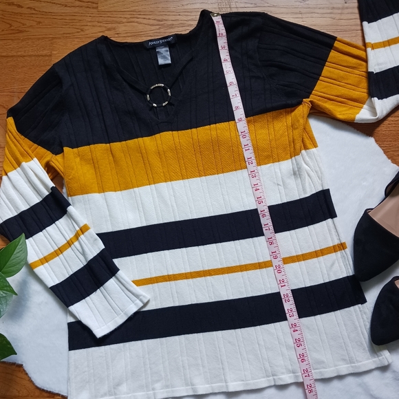 Ashley Stewart • Women's Plus Size Color Block Stripe Pull-Over Sweater - Picture 9 of 11